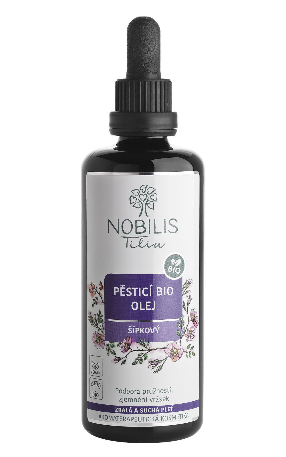 Pěsticí BIO olej šípkový 100 ml fialové sklo