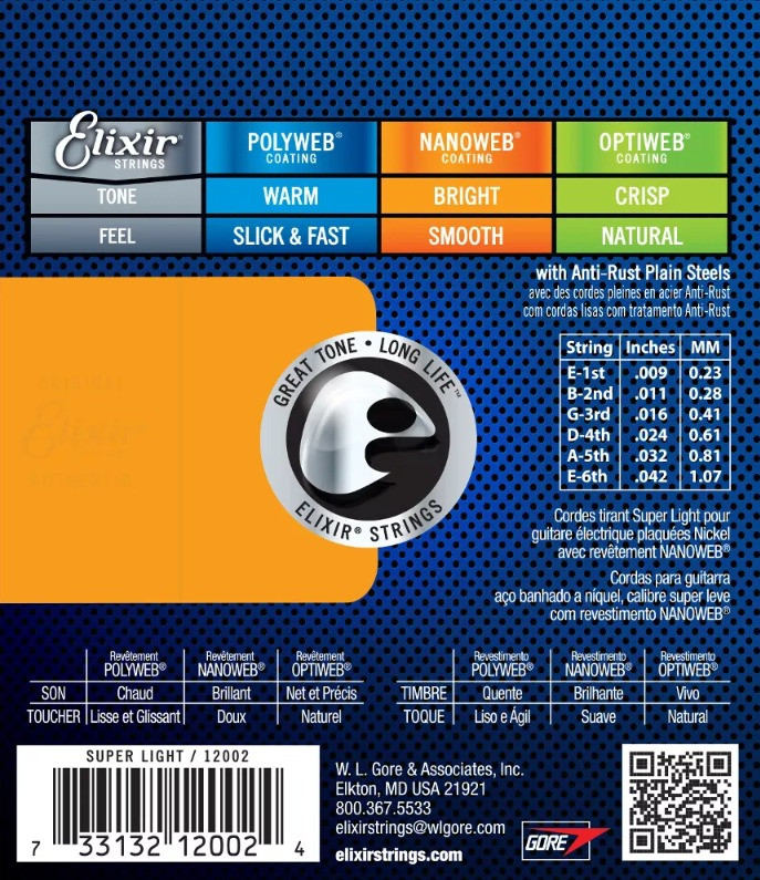 Elixir Nanoweb 09-42 electric guitar strings