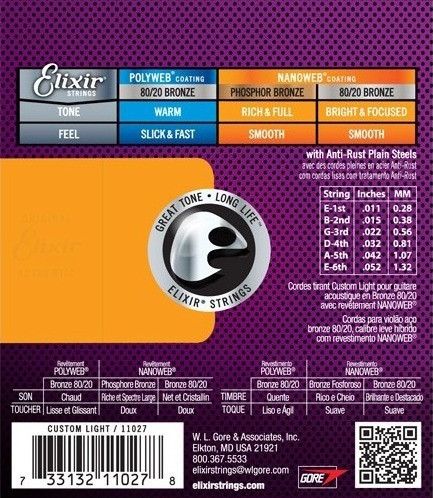 Elixir Nanoweb 11-52 acoustic guitar strings