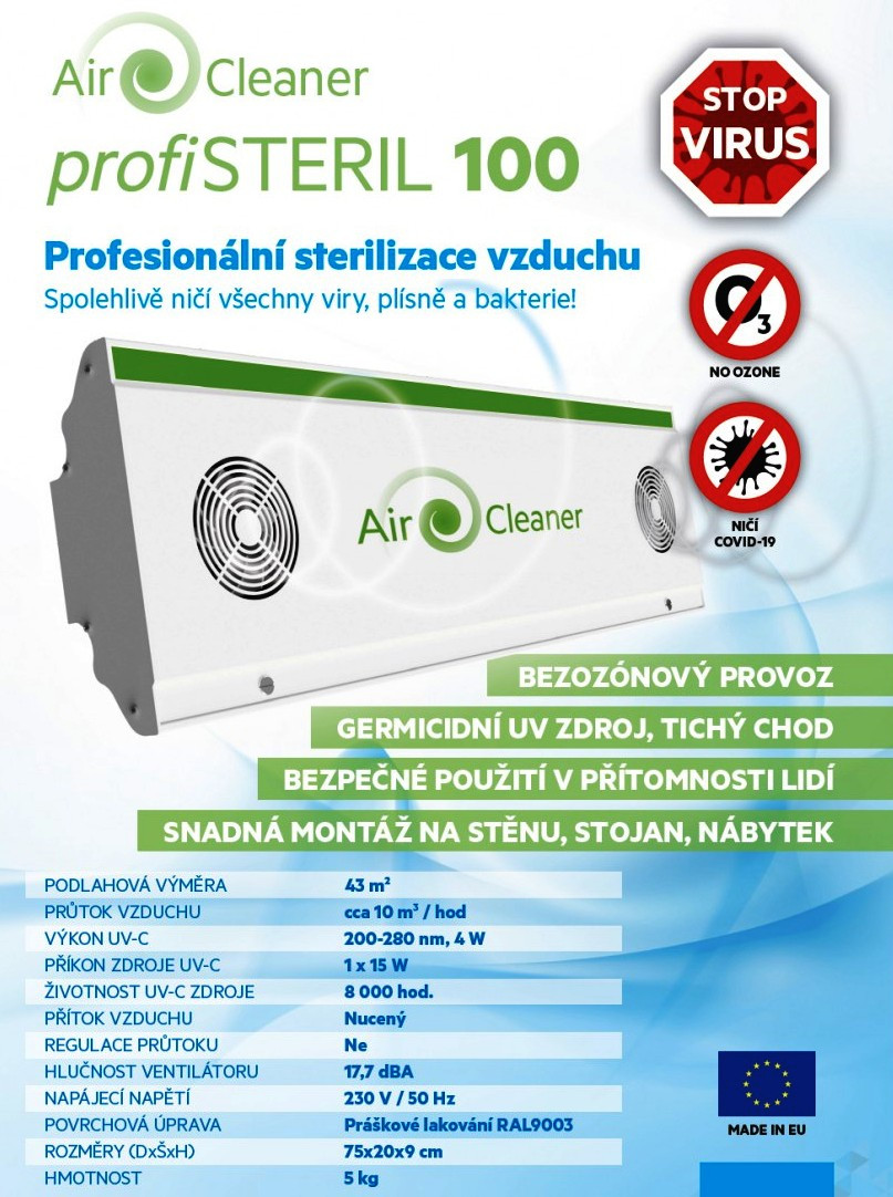 Air Cleaner profiSteril 100, UV sterilizátor vzduchu