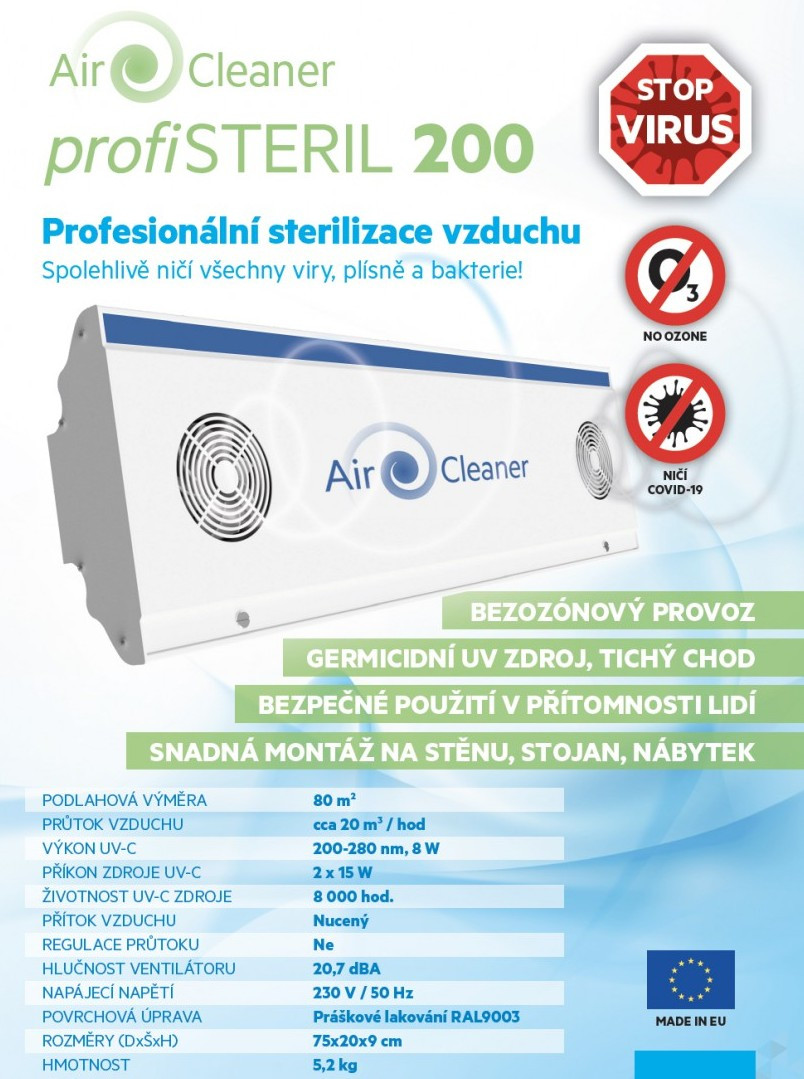 Air Cleaner profiSteril 200, UV sterilizátor vzduchu