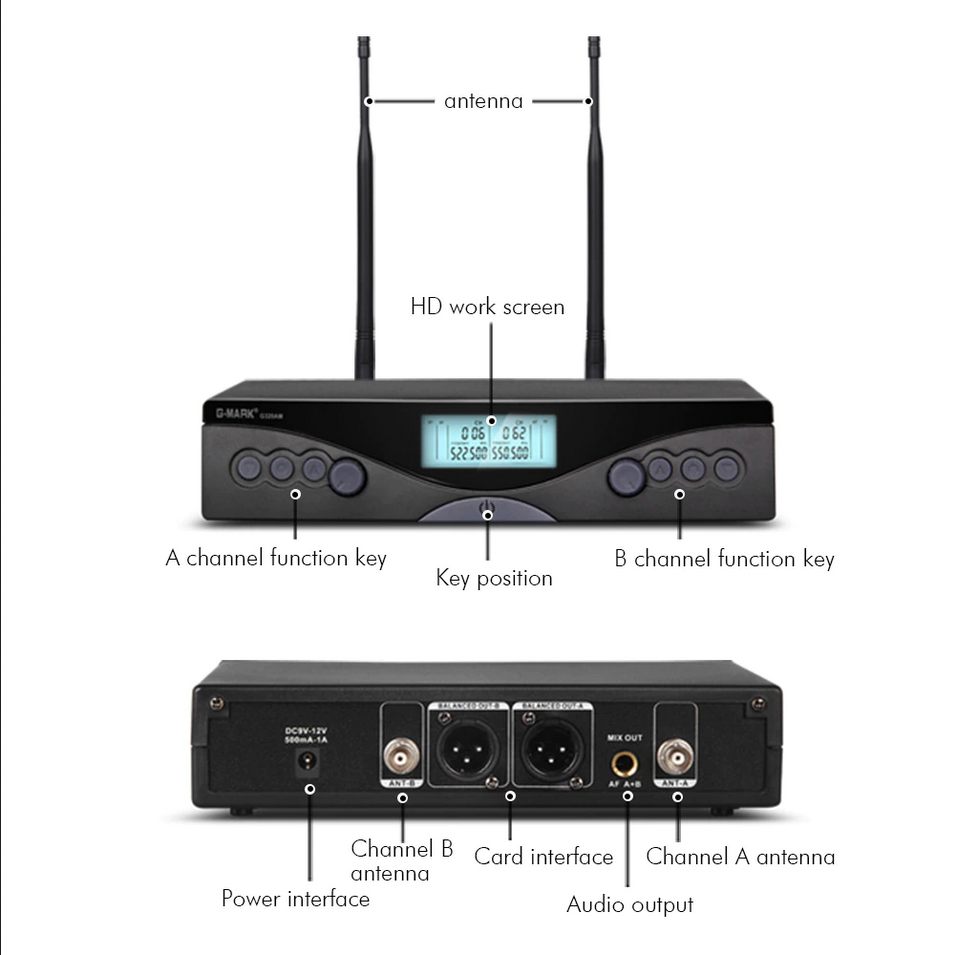 G-MARK G320AM bezdrátová sada 2 mikrofonů