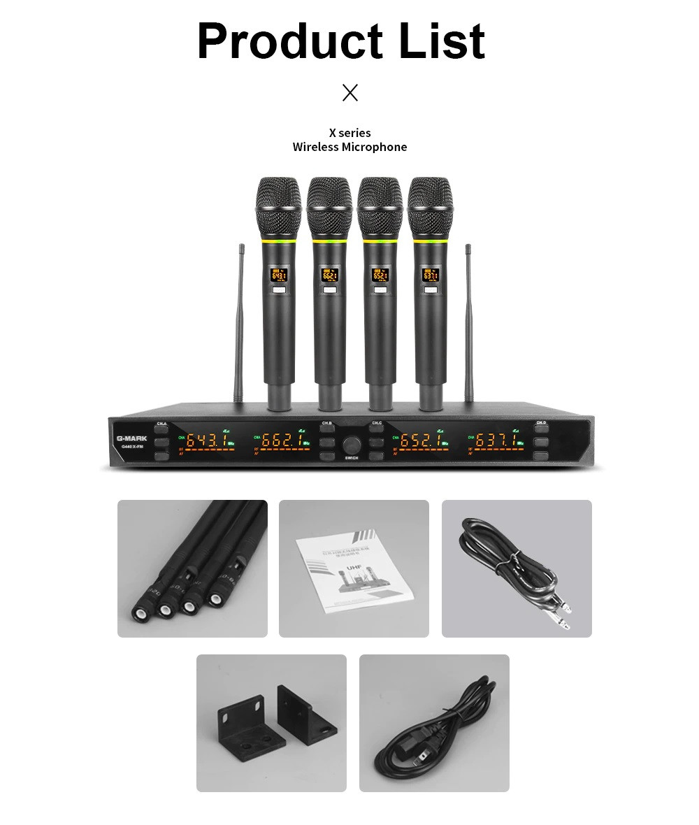 G-MARK G440FM bezdrátová sada 4 mikrofonů