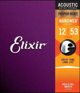 Elixir Nanoweb PB 12-53 acoustic guitar strings