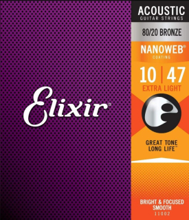 Elixir Nanoweb 10-47 acoustic guitar strings